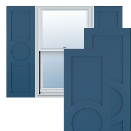 EKENA MILLWORK True Fit PVC Center Circle Arts & Crafts Fixed Mount Shutters, Sojourn Blue, 18"W x 36"H TFP001AC18X036HB